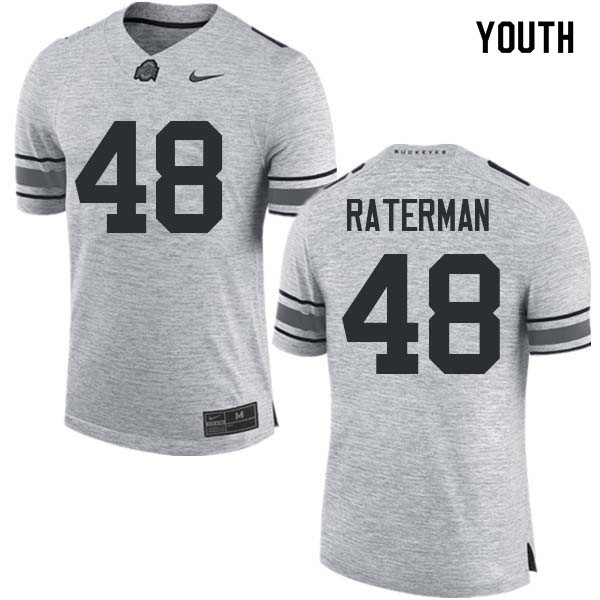 Ohio State Buckeyes #48 Clay Raterman Youth Official Jersey Gray